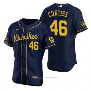 Maglia Baseball Uomo Milwaukee Brewers John Curtiss Autentico Alternato Blu