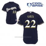 Maglia Baseball Uomo Milwaukee Brewers Matt Garza 22 Blu Alternato Cool Base