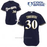 Maglia Baseball Uomo Milwaukee Brewers Tyler Thornburg 30 Blu Alternato Cool Base