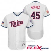 Maglia Baseball Uomo Minnesota Twins 2017 Stelle e Strisce Phil Hughes Bianco Flex Base