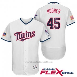 Maglia Baseball Uomo Minnesota Twins 2017 Stelle e Strisce Phil Hughes Bianco Flex Base