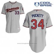 Maglia Baseball Uomo Minnesota Twins Kirby Puckett 34 Grigio Cool Base