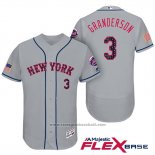 Maglia Baseball Uomo New York Mets 2017 Stelle e Strisce Curtis Granderson Grigio Flex Base