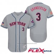 Maglia Baseball Uomo New York Mets 2017 Stelle e Strisce Curtis Granderson Grigio Flex Base