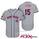 Maglia Baseball Uomo New York Mets 2017 Stelle e Strisce Tim Tebow Grigio Flex Base