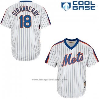 Maglia Baseball Uomo New York Mets Darryl Strawberry Bianco Cooperstown Cool Base