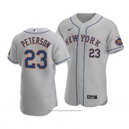 Maglia Baseball Uomo New York Mets David Peterson Autentico Road Grigio