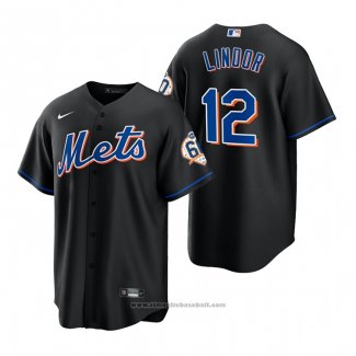 Maglia Baseball Uomo New York Mets Francisco Lindor Replica Nero