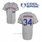 Maglia Baseball Uomo New York Mets Noah Syndergaard 34 Grigio Cool Base