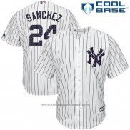 Maglia Baseball Uomo New York Yankees 2017 Stelle e Strisce Gary Sanchez Bianco Blu Cool Base