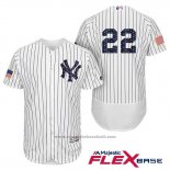 Maglia Baseball Uomo New York Yankees 2017 Stelle e Strisce Jacoby Ellsbury Bianco Flex Base