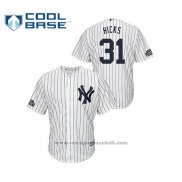 Maglia Baseball Uomo New York Yankees Aaron Hicks 2019 London Series Cool Base Bianco