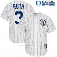 Maglia Baseball Uomo New York Yankees Babe Ruth Big Tall Cooperstown Bianco Cool Base