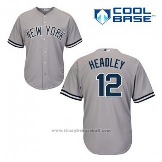 Maglia Baseball Uomo New York Yankees Chase Headley 12 Grigio Cool Base