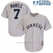 Maglia Baseball Uomo New York Yankees New York 7 Mickey Mantle Grigio Cooperstown Collection Cool Base