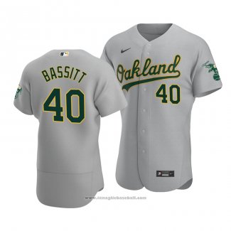 Maglia Baseball Uomo Oakland Athletics Chris Bassitt Autentico Road 2020 Grigio