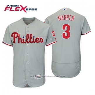 Maglia Baseball Uomo Philadelphia Phillies Bryce Harper Flex Base Autentico Collezione Road 2019 Grigio