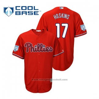 Maglia Baseball Uomo Philadelphia Phillies Rhys Hoskins Cool Base Allenamento Primaverile 2019 Rosso