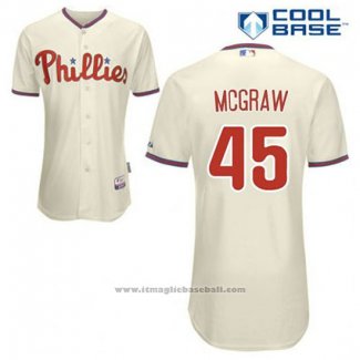 Maglia Baseball Uomo Philadelphia Phillies Tug Mcgraw 45 Crema Alternato Cool Base