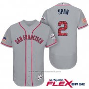 Maglia Baseball Uomo San Francisco Giants 2017 Stelle e Strisce Denard Span Grigio Flex Base