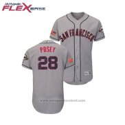 Maglia Baseball Uomo San Francisco Giants Buster Posey 2018 Stars & Stripes Flex Base Grigio