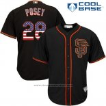 Maglia Baseball Uomo San Francisco Giants Buster Posey Nero Stelle e Strisce Cool Base