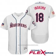 Maglia Baseball Uomo Seattle Mariners 2017 Stelle e Strisce Hisashi Iwakuma Bianco Flex Base