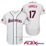 Maglia Baseball Uomo Seattle Mariners 2017 Stelle e Strisce Mitch Haniger Bianco Flex Base