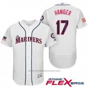 Maglia Baseball Uomo Seattle Mariners 2017 Stelle e Strisce Mitch Haniger Bianco Flex Base