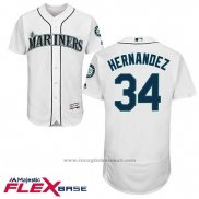 Maglia Baseball Uomo Seattle Mariners 34 Felix Hernandez Bianco Flex Base