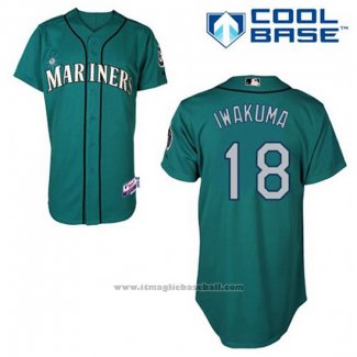 Maglia Baseball Uomo Seattle Mariners Hisashi Iwakuma 18 Verde Alternato Cool Base