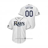 Maglia Baseball Uomo Tampa Bay Rays Personalizzate 2019 Postseason Cool Base Bianco