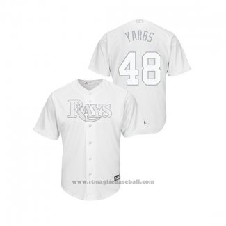 Maglia Baseball Uomo Tampa Bay Rays Ryan Yarbrough 2019 Players Weekend Replica Bianco