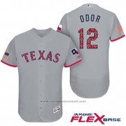 Maglia Baseball Uomo Texas Rangers 2017 Stelle e Strisce Rougned Odor Grigio Flex Base