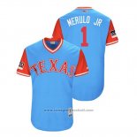 Maglia Baseball Uomo Texas Rangers Elvis Andrus 2018 LLWS Players Weekend Merulo Jr Blu