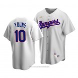 Maglia Baseball Uomo Texas Rangers Michael Young Cooperstown Collection Primera Bianco