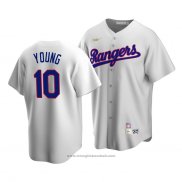 Maglia Baseball Uomo Texas Rangers Michael Young Cooperstown Collection Primera Bianco