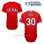 Maglia Baseball Uomo Texas Rangers Neftali Feliz 30 Rosso Alternato Cool Base