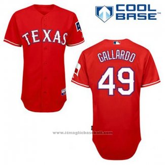 Maglia Baseball Uomo Texas Rangers Yovani Gallardo 49 Rosso Alternato Cool Base