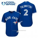 Maglia Baseball Uomo Toronto Blue Jays Troy Tulowitzki 2 Blu Alternato Cool Base