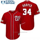 Maglia Baseball Uomo Washington Nationals 2017 Postseason Bryce Harper Rosso Cool Base