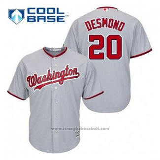 Maglia Baseball Uomo Washington Nationals Ian Desmond 20 Grigio Cool Base