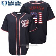 Maglia Baseball Uomo Washington Nationals Max Scherzer Stars Stripes Cool Base Blu