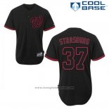 Maglia Baseball Uomo Washington Nationals Stephen Strasburg 37 Nero Fashion Cool Base