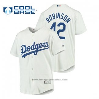 Maglia Baseball Bambino Brooklyn Dodgers Jackie Robinson Cool Base Home Bianco