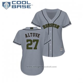 Maglia Baseball Donna Astros Jose Altuve 2018 Memorial Day Cool Base Grigio