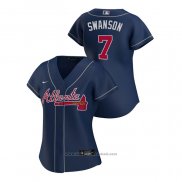 Maglia Baseball Donna Atlanta Braves Dansby Swanson Replica 2020 Alternato Blu