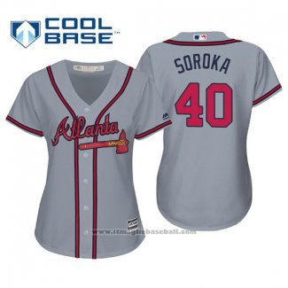 Maglia Baseball Donna Atlanta Braves Mike Soroka Cool Base Road 2019 Grigio