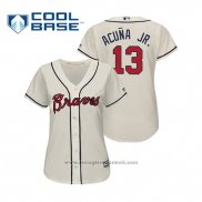 Maglia Baseball Donna Atlanta Braves Ronald Acuna Jr. Cool Base Alternato 2019 Crema