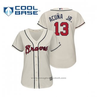 Maglia Baseball Donna Atlanta Braves Ronald Acuna Jr. Cool Base Alternato 2019 Crema